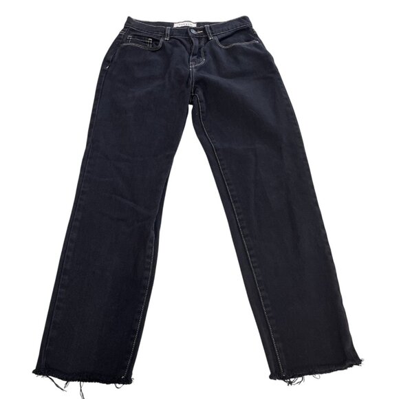 PacSun Denim - Pacsun Vintage Icon Jeans Womens 24 Black Tapered Leg Raw Hem Mid Cotton Denim